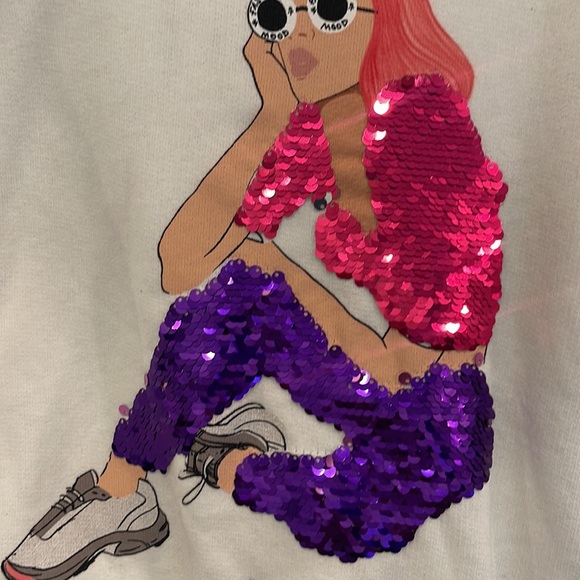 NWT size 6 Zara Girls Reversible Sequin Hooded Sweatshirt! - Picture 6 of 12